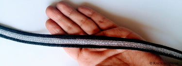 Black And Silver Thread Lace Trim, Approx. 14mm wide - 200317L229